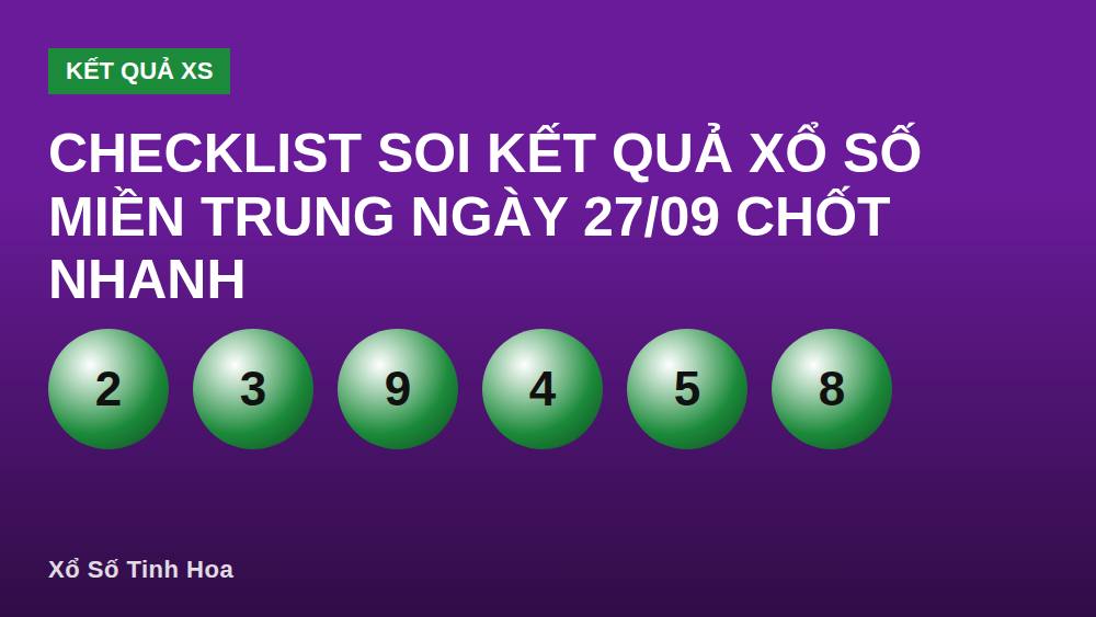 Checklist soi kết quả xổ số miền Trung ngày 27/09 chốt nhanh