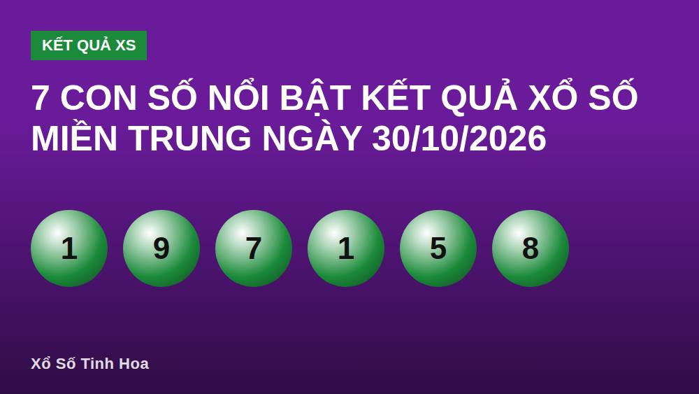 7 con số nổi bật kết quả xổ số miền Trung ngày 30/10/2026