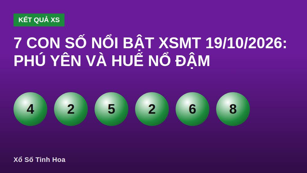 7 con số nổi bật XSMT 19/10/2026: Phú Yên và Huế nổ đậm