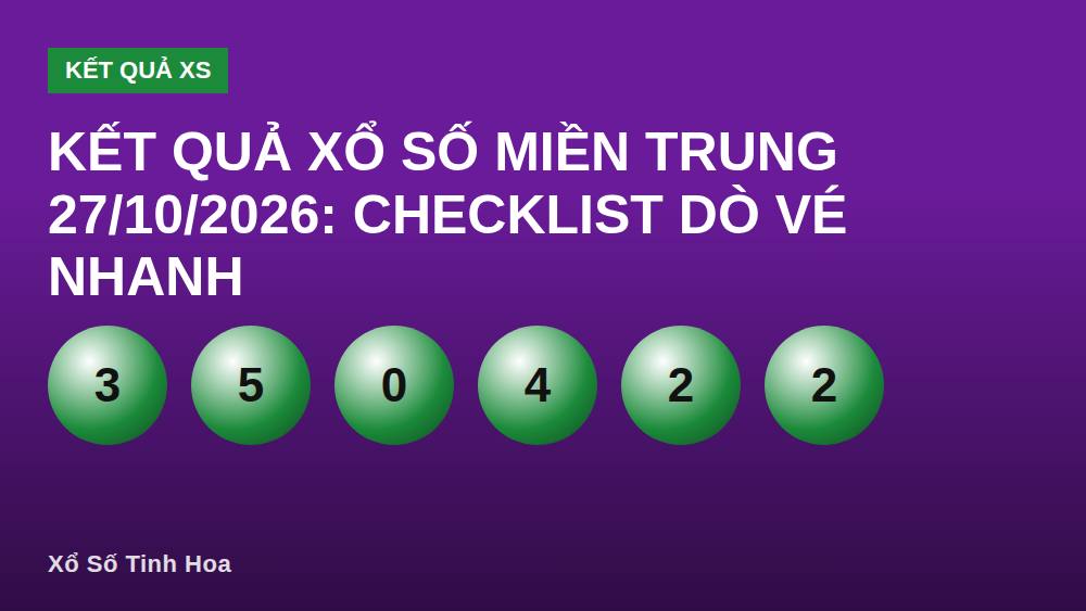 Kết quả xổ số miền Trung 27/10/2026: Checklist dò vé nhanh