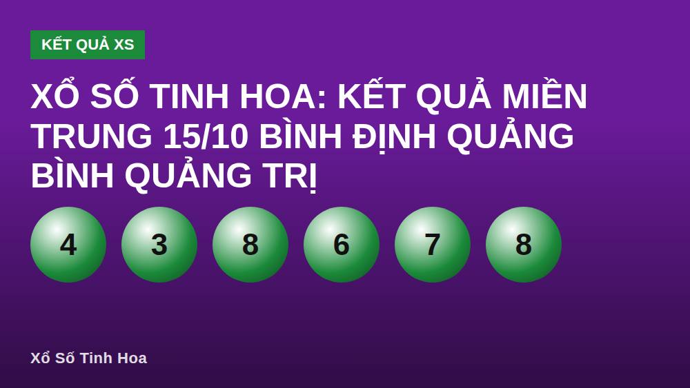 Xổ Số Tinh Hoa: Kết Quả Miền Trung 15/10 Bình Định Quảng Bình Quảng Trị